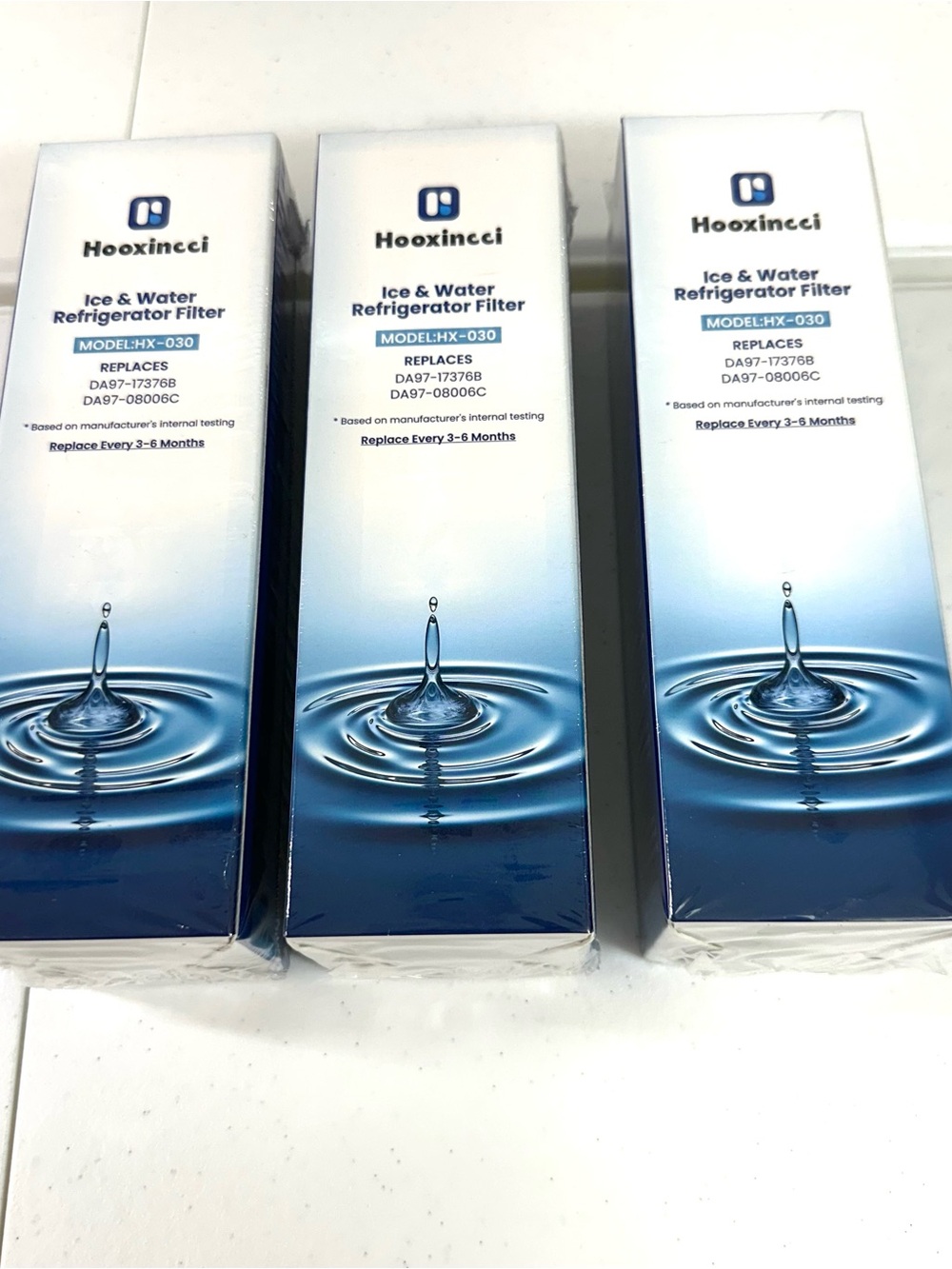Hooxincci Ice & Water Refrigerator Filter - Blue Gradient (Set of 3)